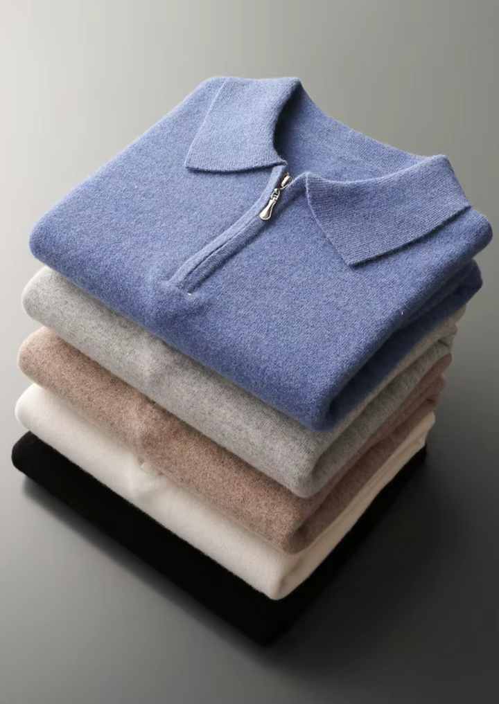 Emma & Rose wool half-zip knit polo — premium knitwear