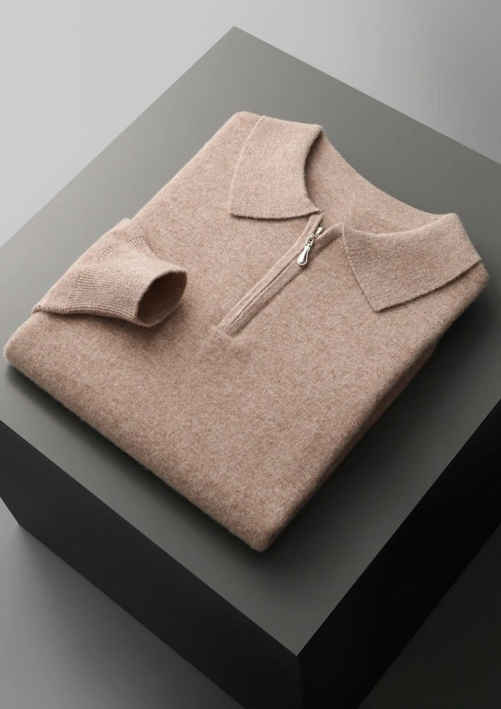 Emma & Rose wool half-zip knit polo — premium knitwear