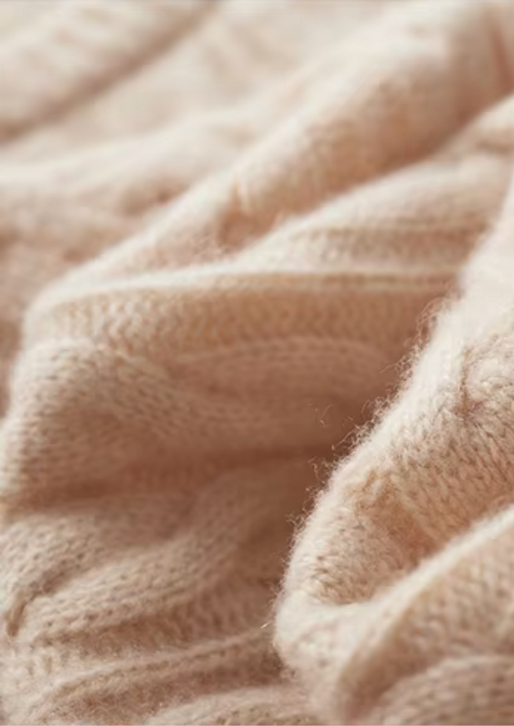 Emma & Rose merino wool cable knit crewneck — premium winter jumper