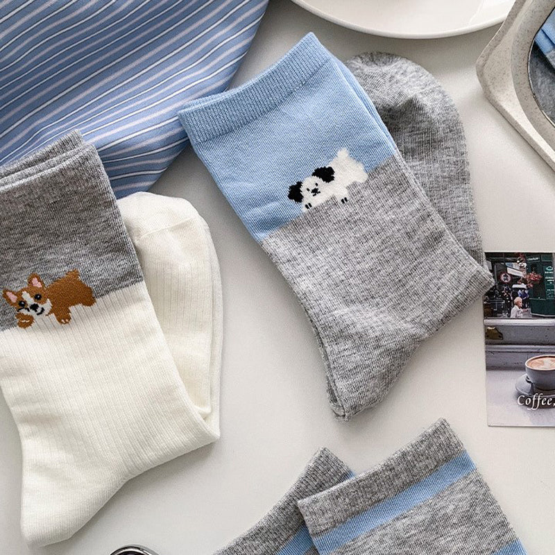 Casual Socks with Puppy Print