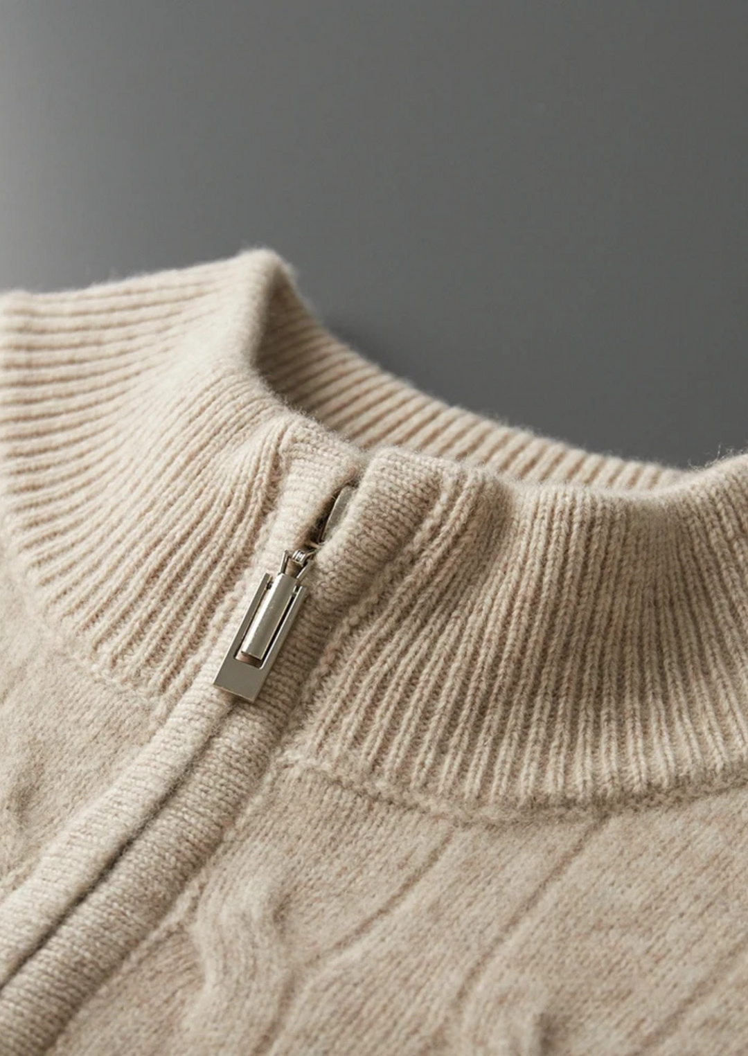 Emma & Rose wool cable knit half-zip sweater — premium knitwear