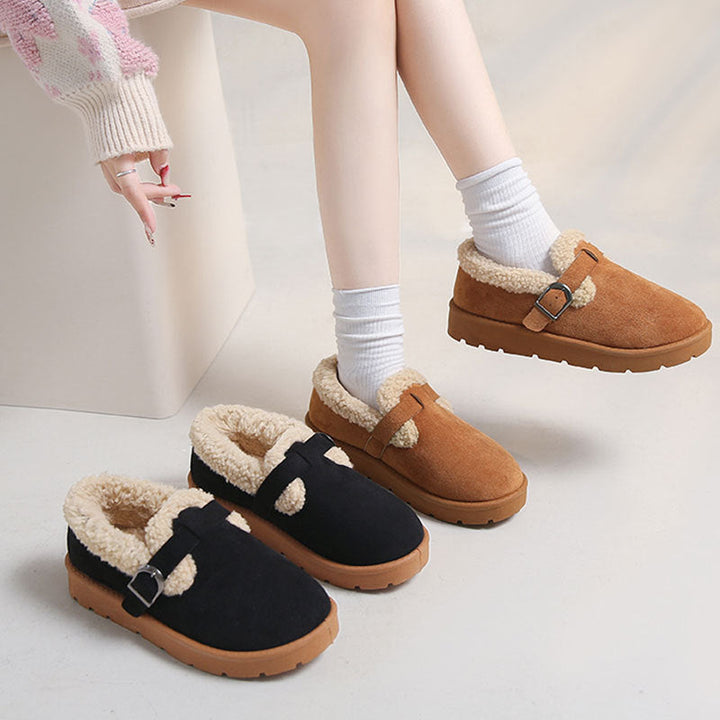 Women's Winter Clogs in Suede with Adjustable Buckle - Linnea