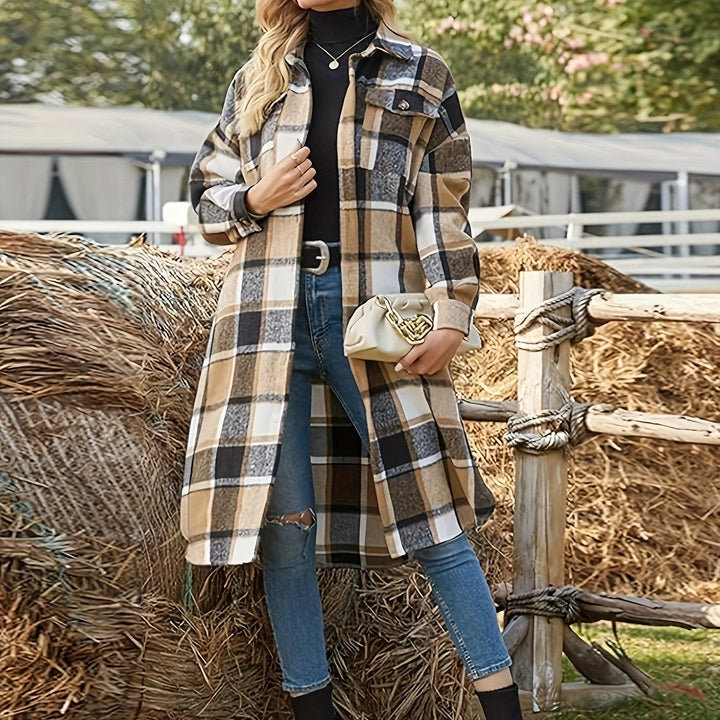 Rosamund Longline Plaid Coat - Elena Harper