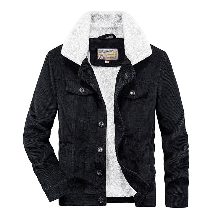 Men's Winter Corduroy Jacket with Fleece Lining and Side Pockets