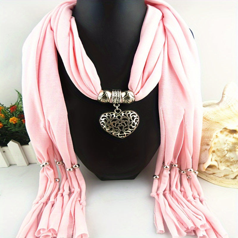 Scarf with Vintage Heart Pendant