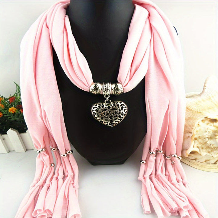 Scarf with Vintage Heart Pendant