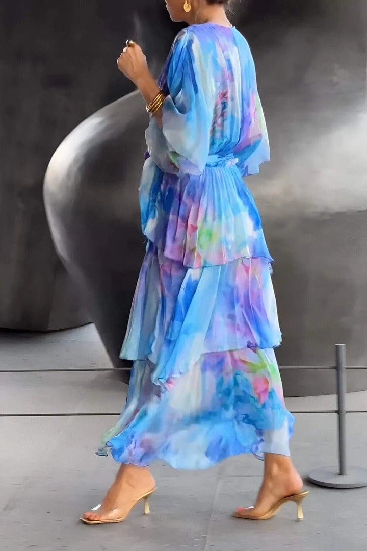 Jade™ Elegant Bohemian Maxi Dress from Emma & Rose Cape Town, flowing fabric with intricate patterns, perfect for a stylish summer look.
