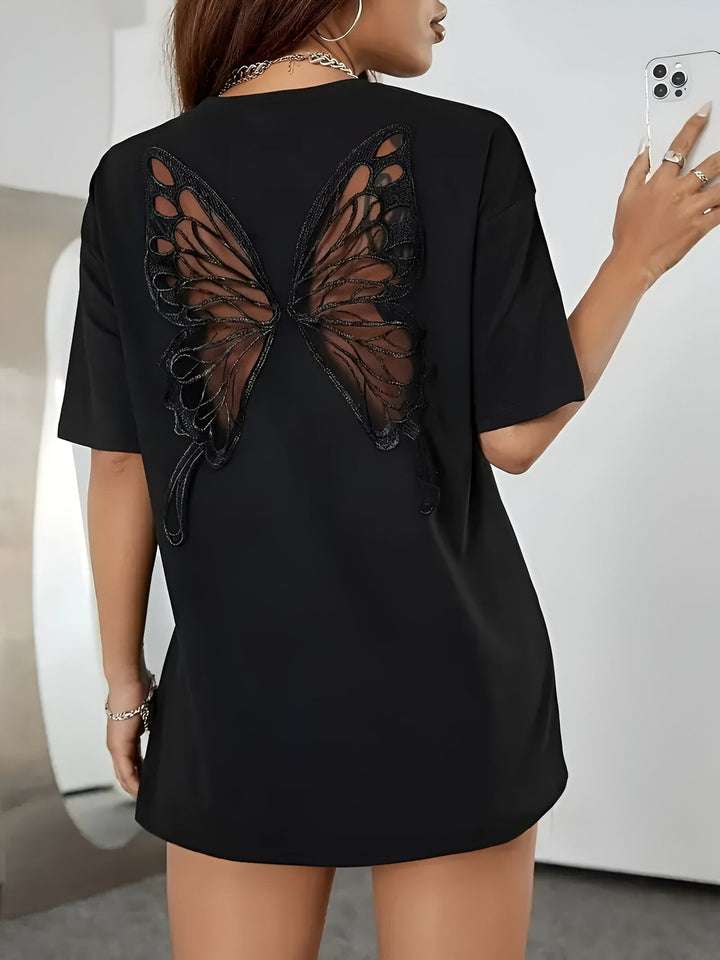 Bellamy - Cropped T-shirt with Butterfly Lace