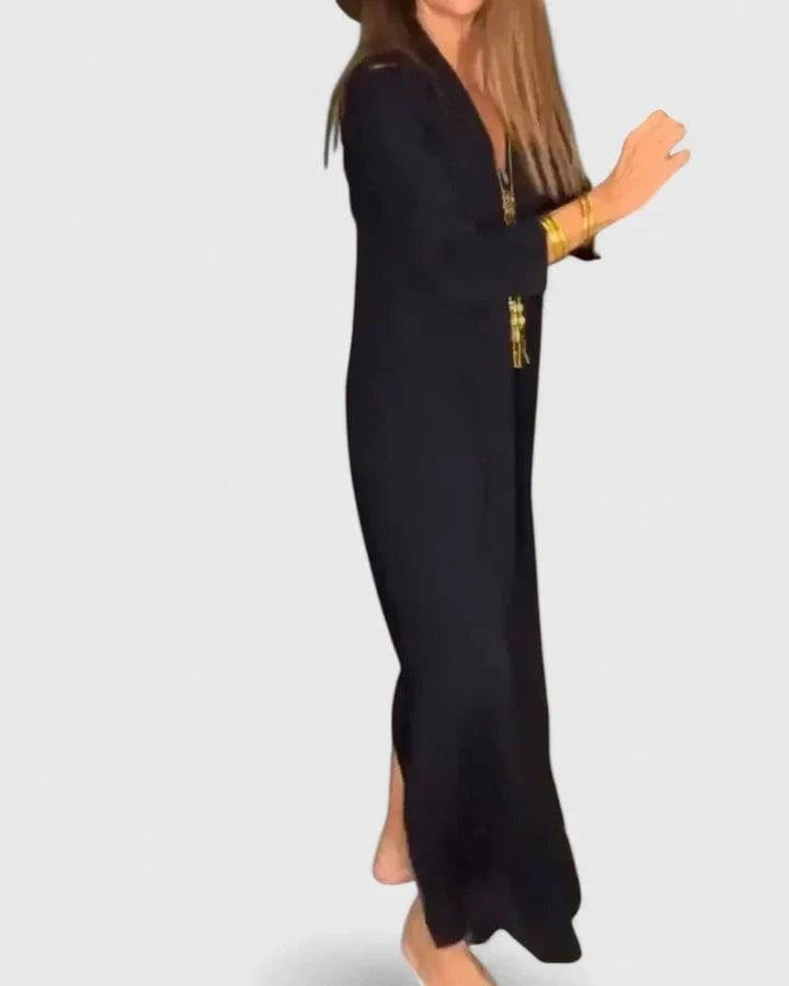 Elegant Olyvianne™ dress by Emma & Rose Cape Town, shown in a flowing fabric with stylish design details.