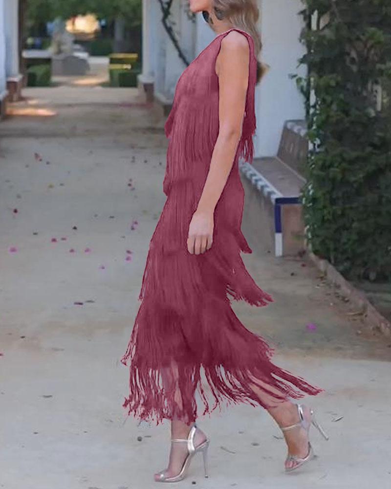 Maya-Off Shoulder elegant fringe dress - Elena Harper