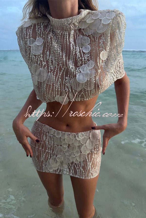 Sun-Kissed Sheer Embellished Two-Piece Set