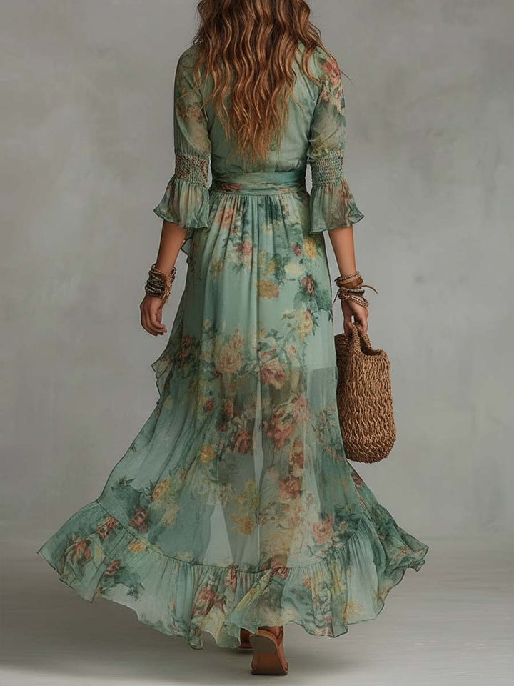 Alma | Long Dress with Romantic Floral Print