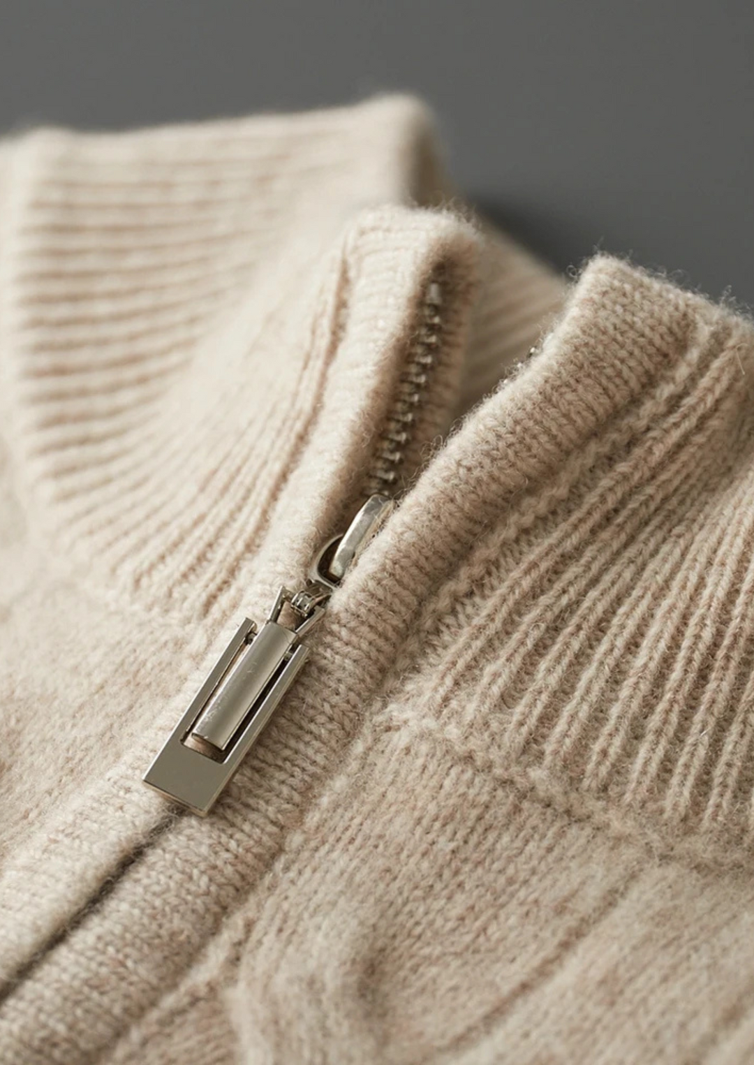 Emma & Rose wool cable knit half-zip sweater — premium knitwear