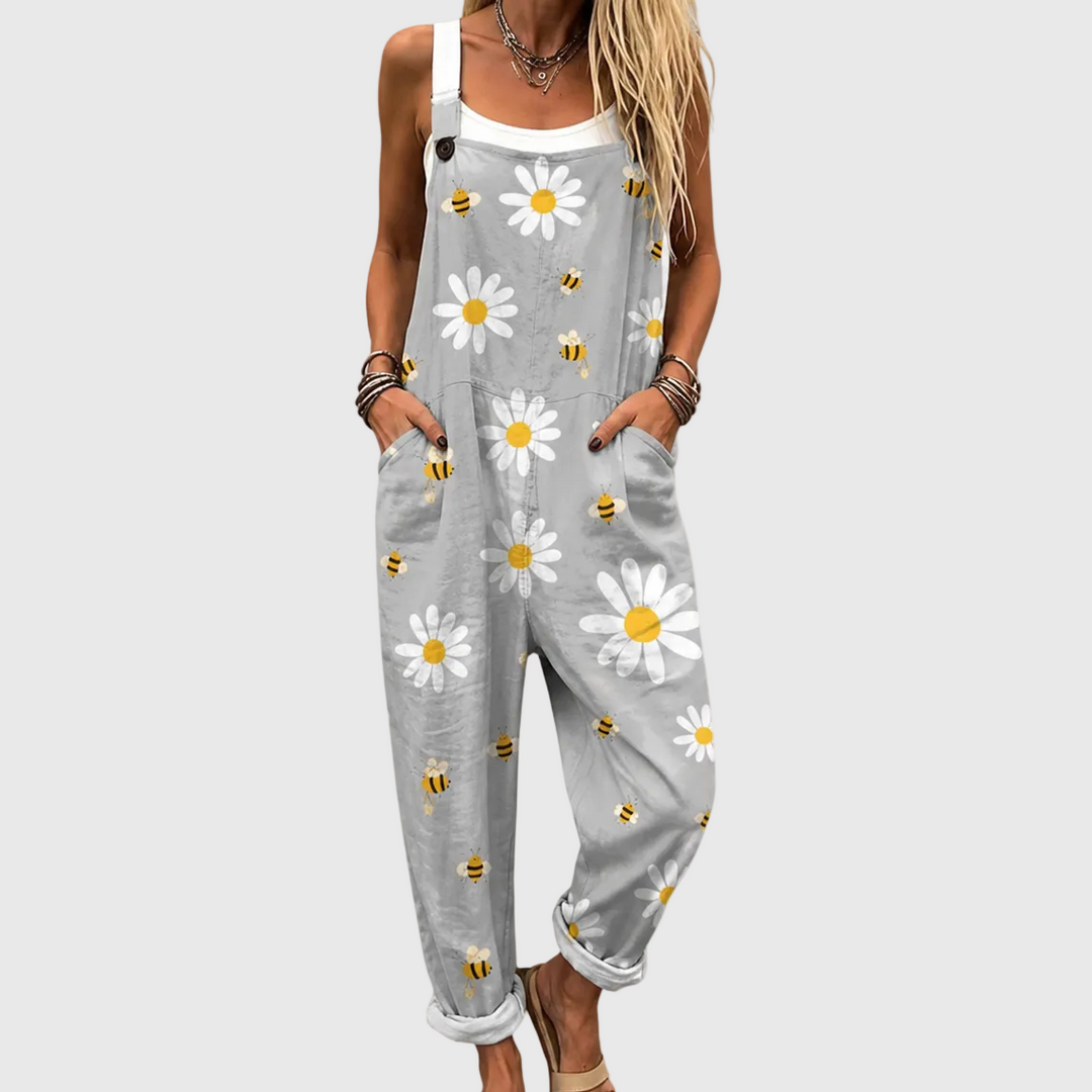 Women's Soft Daisy & Bee Dungarees - Effortless Style