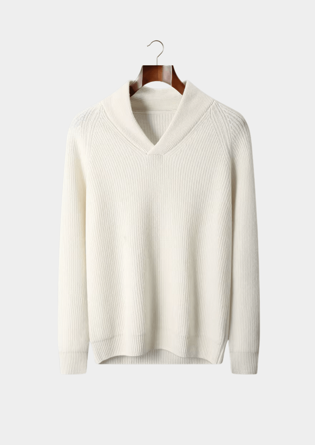 Emma & Rose Manhattan Petra™ ribbed V-neck sweater in soft knit, featuring a fitted silhouette and ribbed texture.