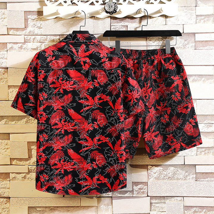 Men's Two-Piece Set with Printed Shirt and Shorts Streetwear Style, view 4 - Elena Harper