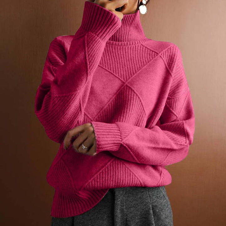 Nora | Elegant Turtleneck Sweater with Distinctive Diamond Pattern