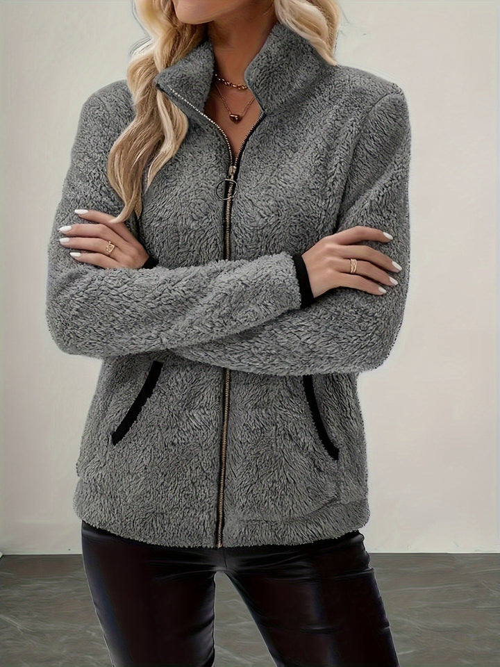 Simone Cozy Zip-Up Jacket, view 9 - Elena Harper
