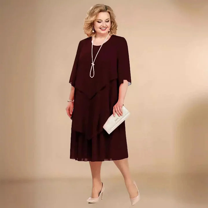 Leva Elegant Layered Dress with Asymmetrical Layers - Elena Harper
