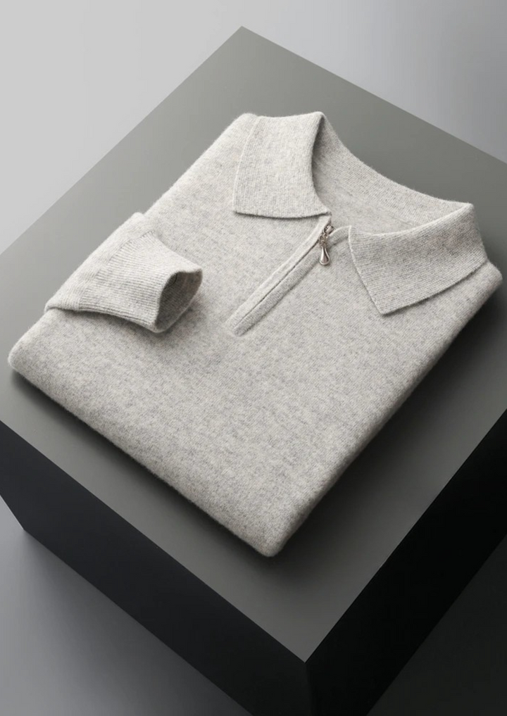 Emma & Rose wool half-zip knit polo — premium knitwear