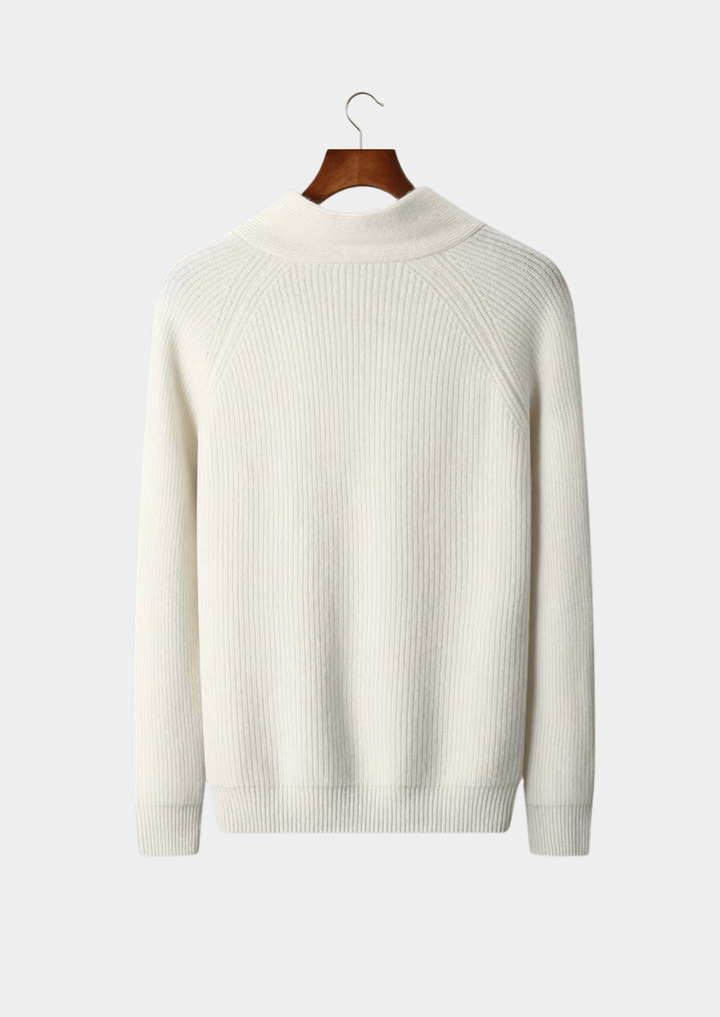 Emma & Rose ribbed cashmere V-neck sweater — premium winter knitwear