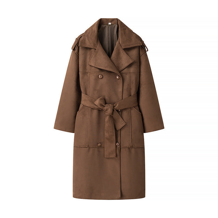Women's Wrap Coat with Soft Suede Effect - Caleira