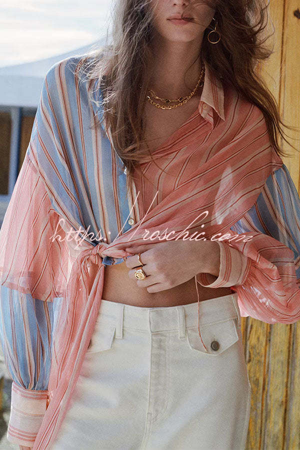 Plaid Wrap Tie Long Sleeve Shirt
