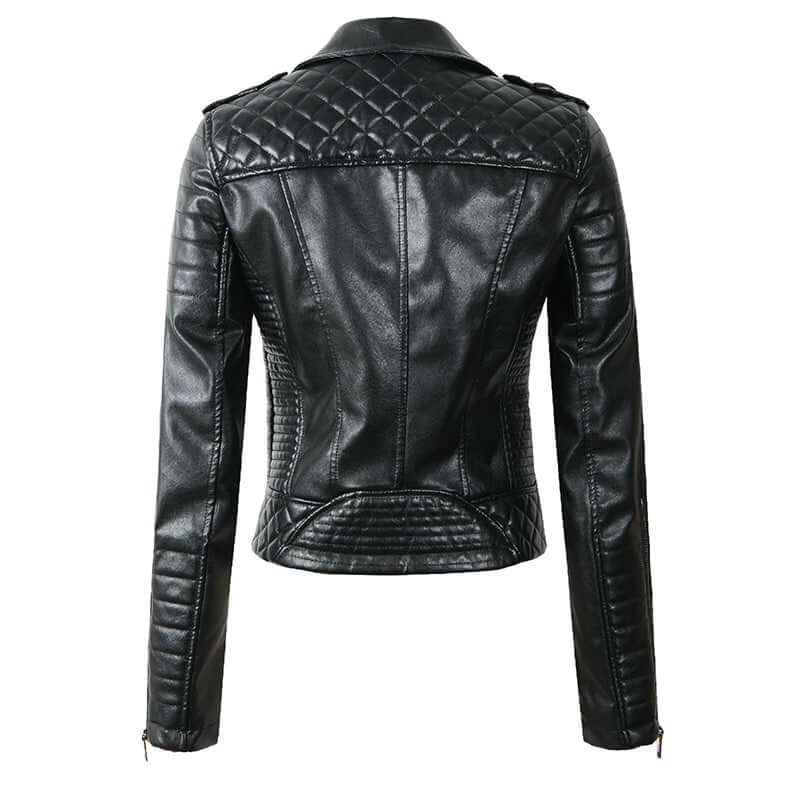 Women's Biker Jacket with Quilted Panels