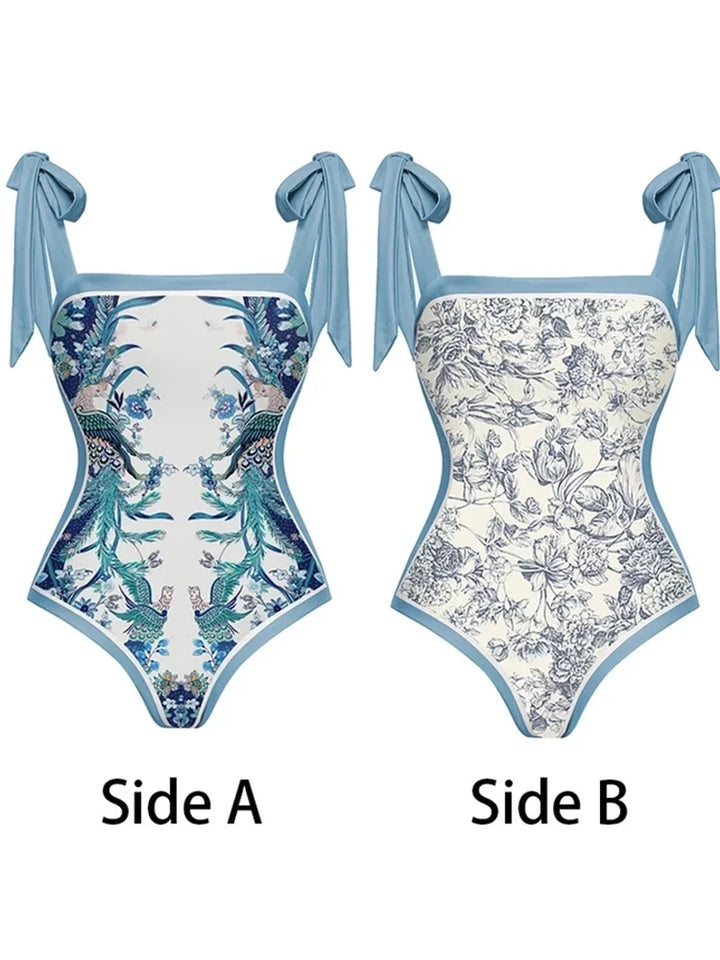 Reversible Tie Back Swimsuit and Skirt Set