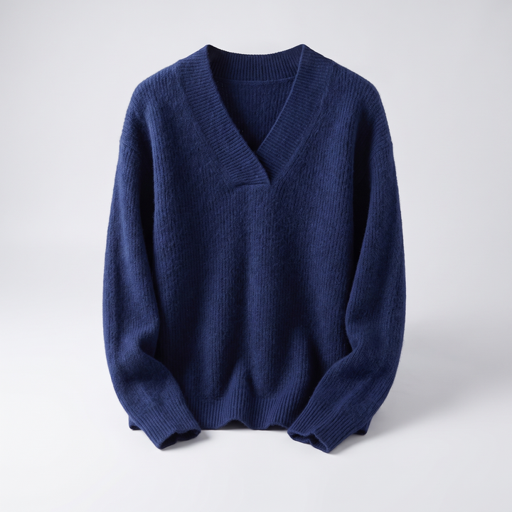 Nora Elegant and Soft Knit Sweater with V-Neck, view 6 - Elena Harper