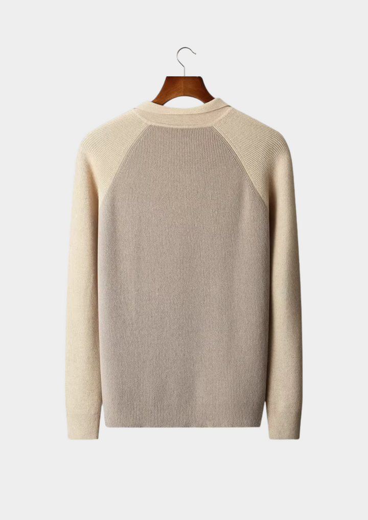 Emma & Rose two-tone zip sweater polo — premium knitwear