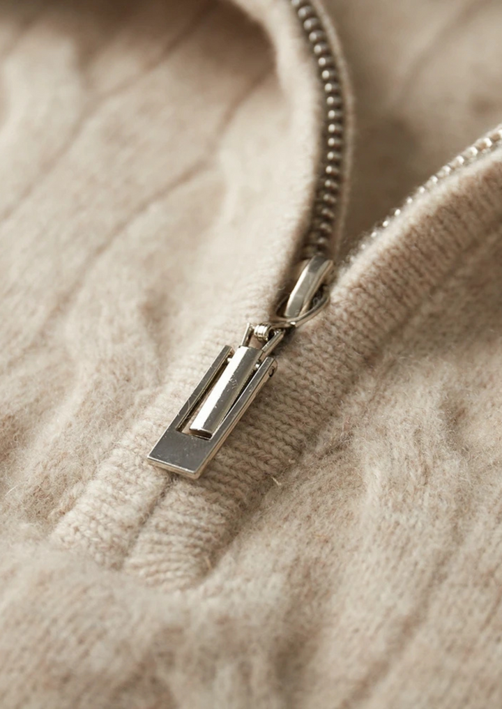 Emma & Rose wool cable knit half-zip sweater — premium knitwear