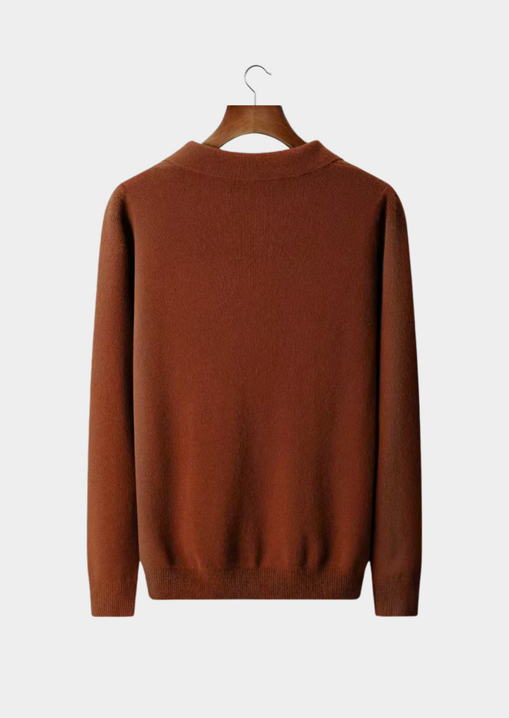 NOBA WOOL RIBBED BUTTONLESS POLO
