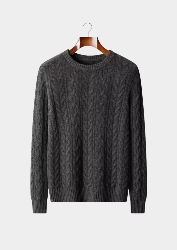 Emma & Rose merino wool cable knit crewneck — premium winter jumper
