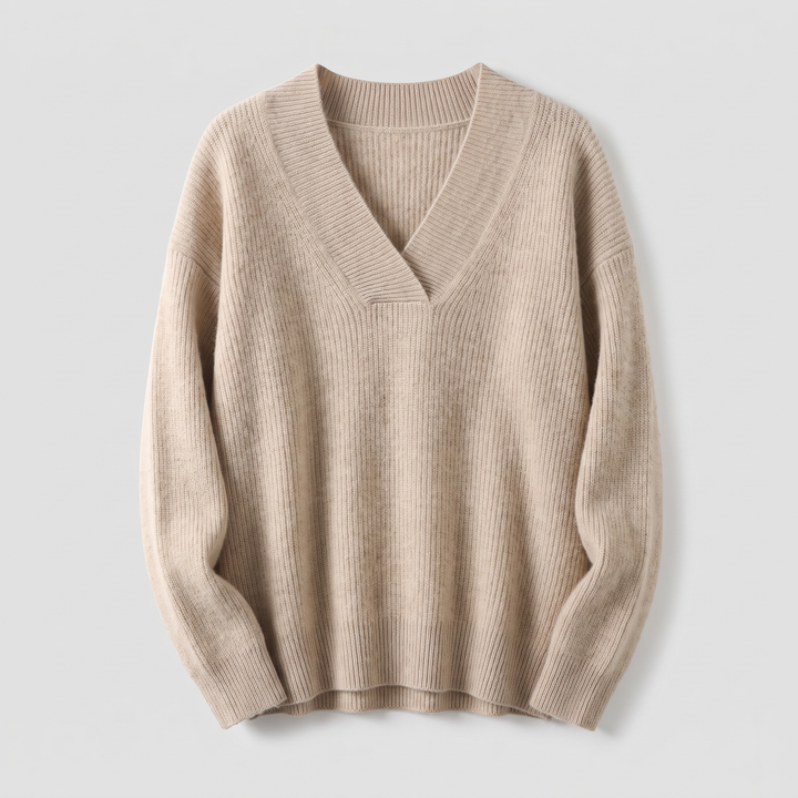 Nora Elegant and Soft Knit Sweater with V-Neck, view 5 - Elena Harper