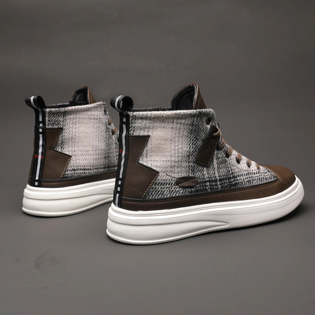 High-top plaid sneakers for men