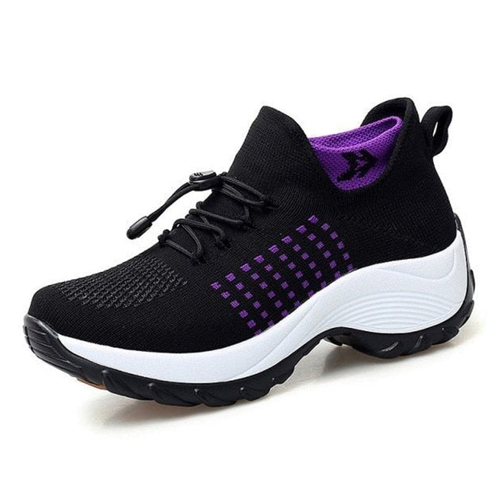 Claudia Comfortable and Supportive Orthopedic Knit Platform Sneakers, view 2 - Elena Harper