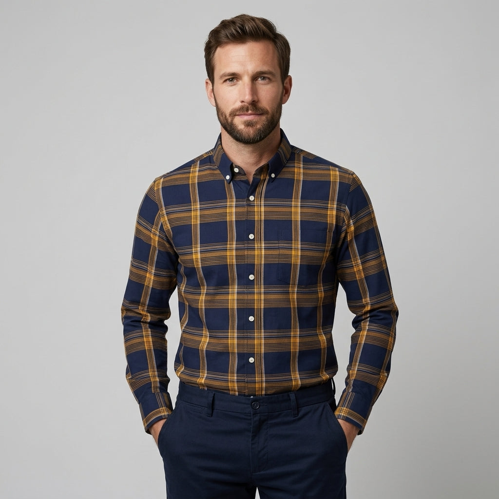 Men's Long Sleeve Checkered Shirt