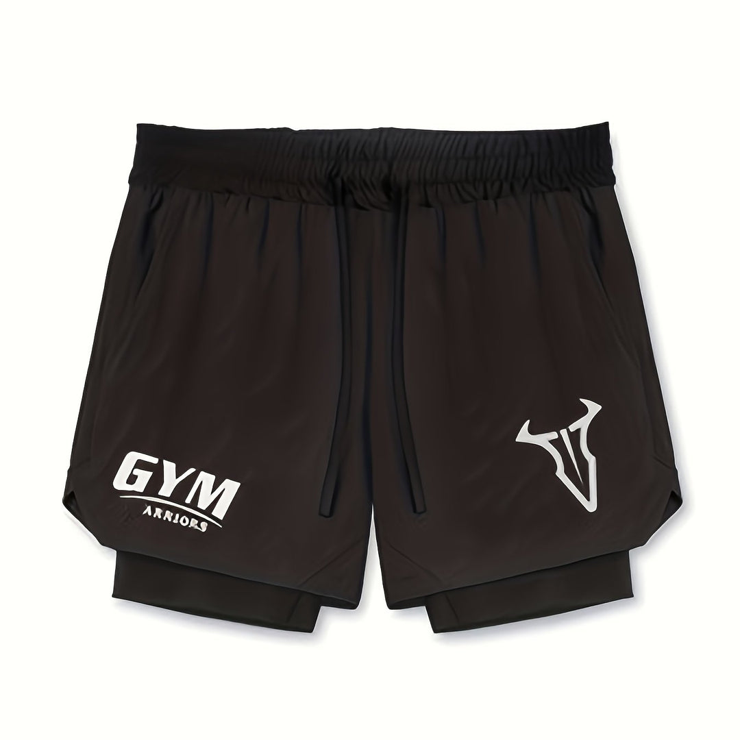 Men's Montarello 2-in-1 Sports Shorts with Compression Liner and Zipper Pocket