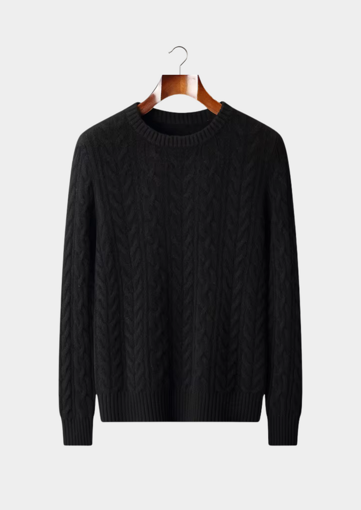 Emma & Rose merino wool cable knit crewneck — premium winter jumper