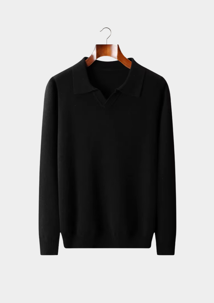 NOBA WOOL RIBBED BUTTONLESS POLO