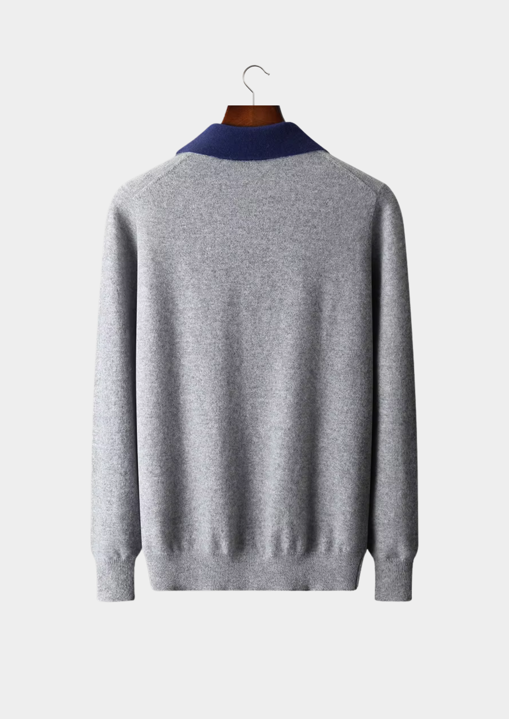 Emma & Rose cashmere two-tone zip polo — premium knitwear