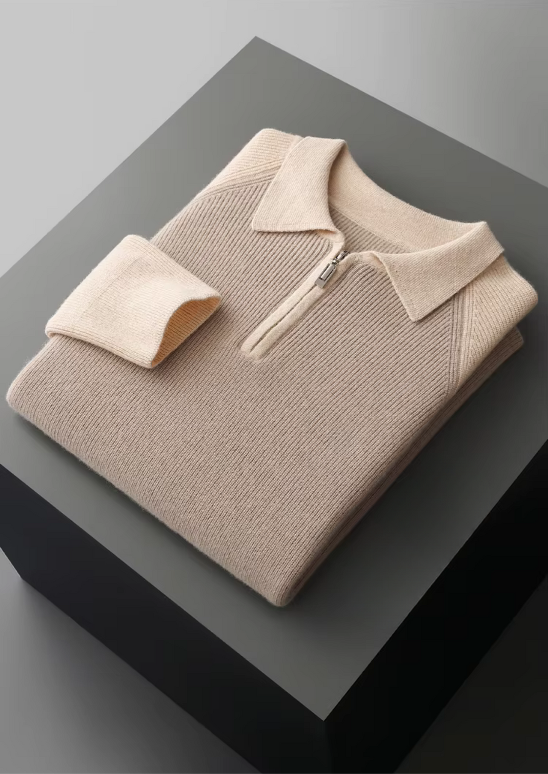 Emma & Rose two-tone zip sweater polo — premium knitwear