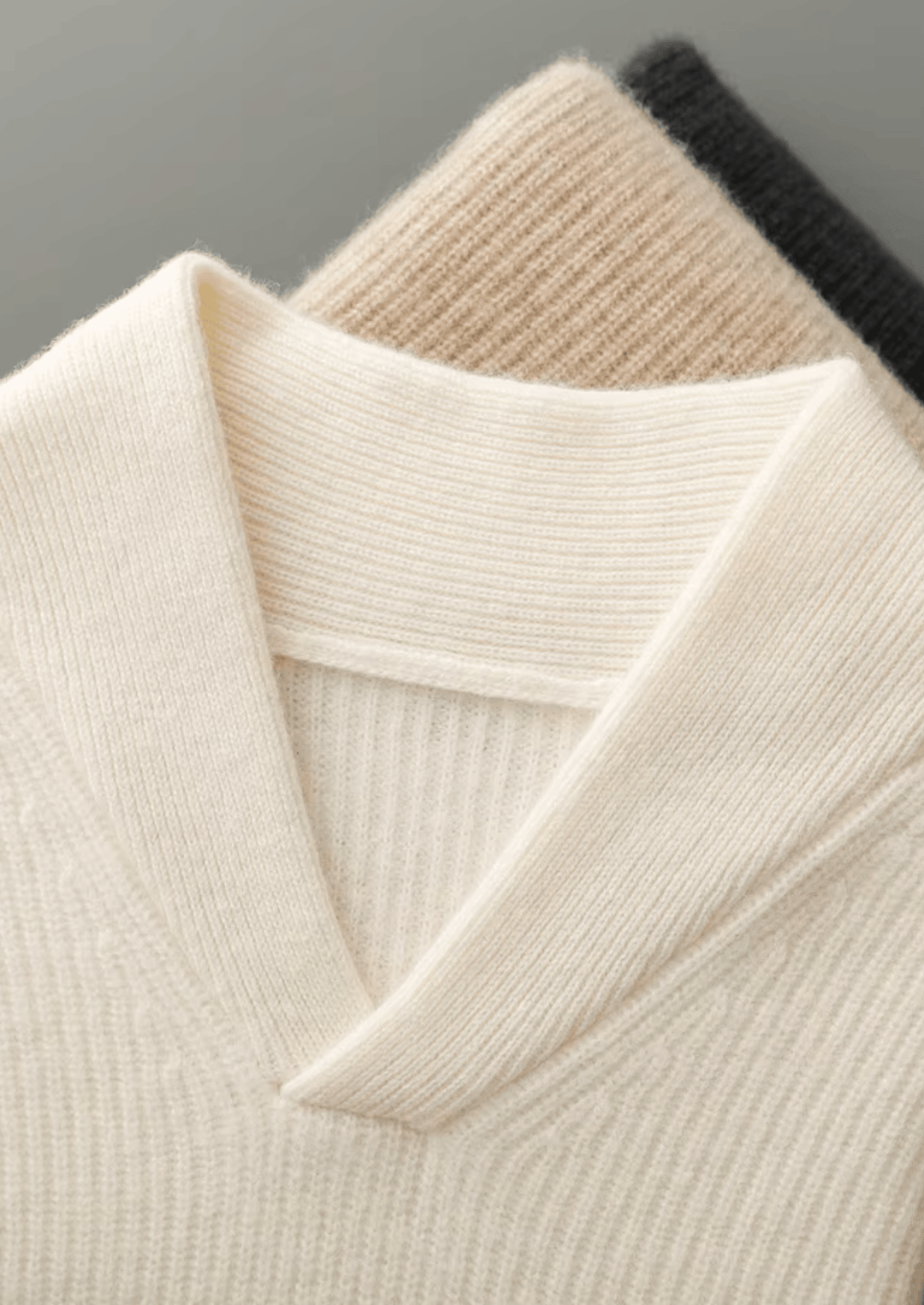 Emma & Rose ribbed cashmere V-neck sweater — premium winter knitwear