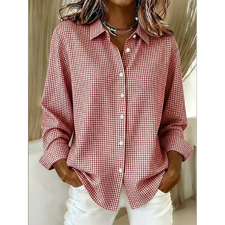 Flora - Classic Gingham Button Blouse