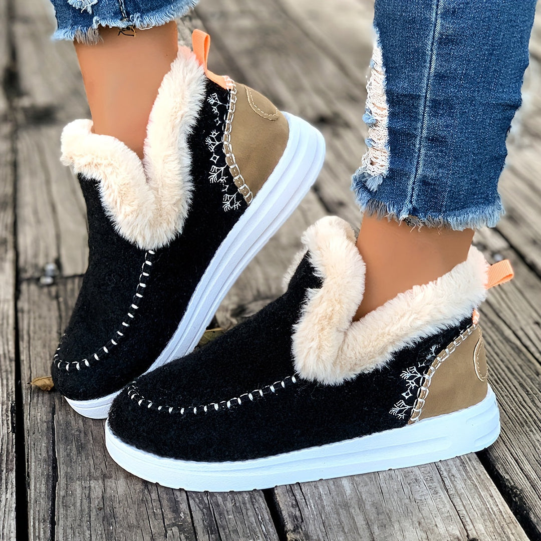 Ladies Warm Slippers – Non-Slip, Plush Lining for Home and Winter Use
