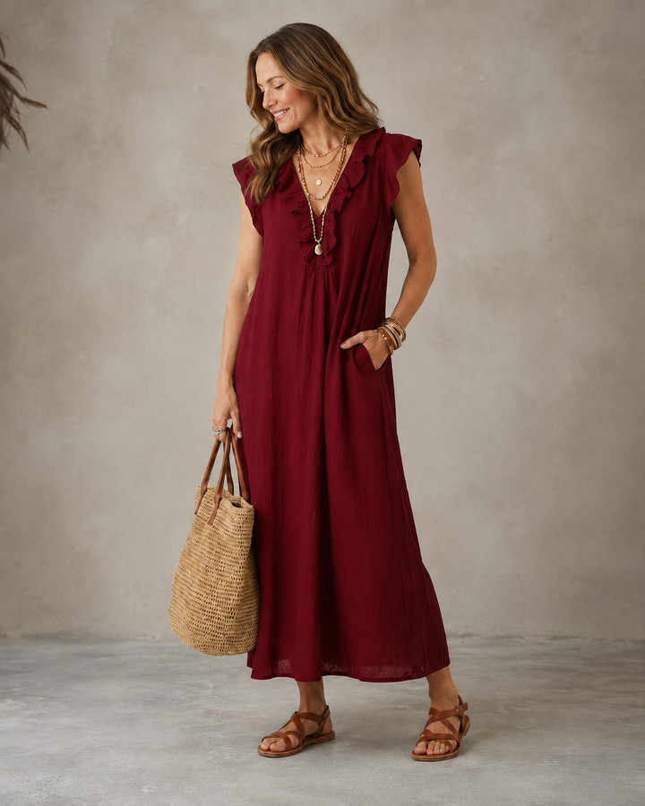 Renata™ | Elegant Belly-Hiding Dress with Ruffles
