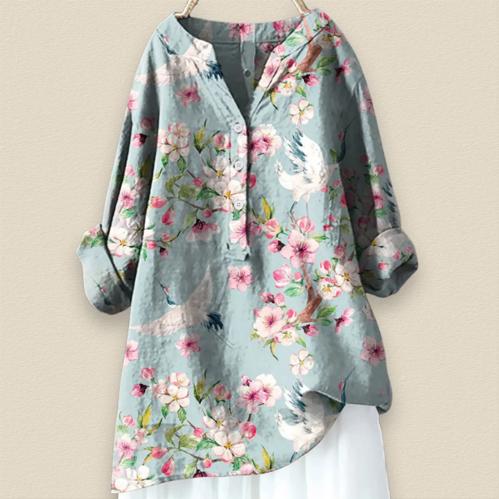 Cam Floral Long Blouse, view 4 - Elena Harper
