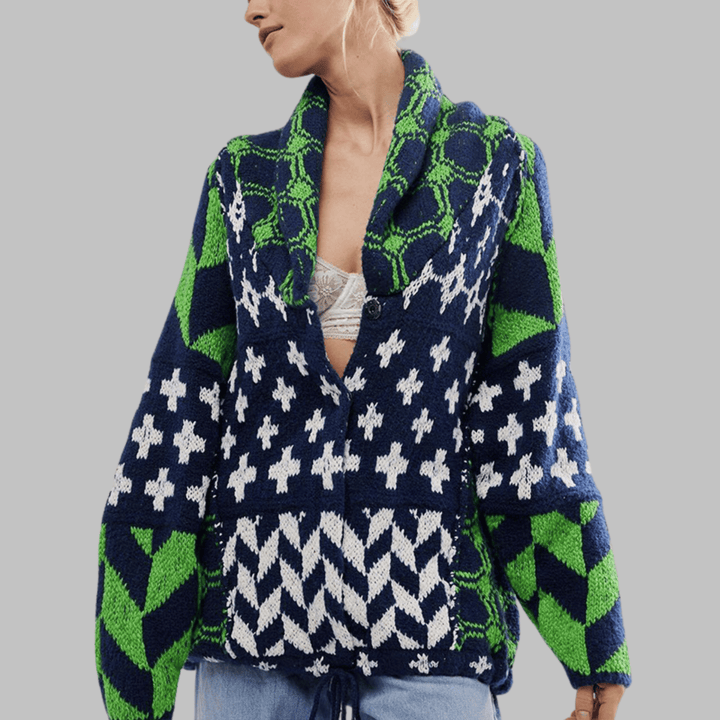 Emma & Rose Cape Town Portia™ long sleeve oversized cardigan in soft knit, draped fit, and cozy design, shown on a mannequin.