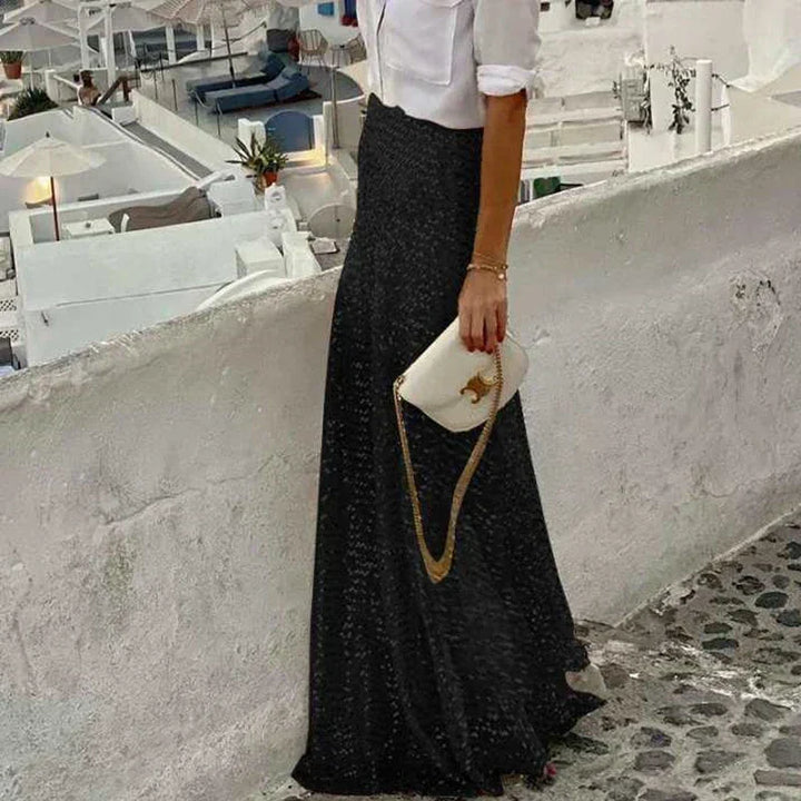 Women's Shimmering Sequin Maxi Skirt with Elastic Waist